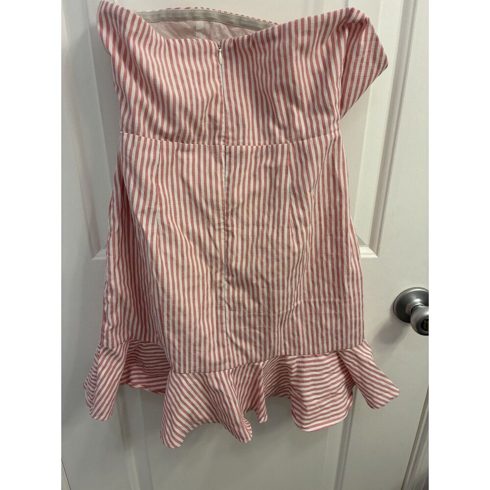 Superdown Strapless Pink White Stripe Ruffle Cotton Dress Size Small Revolve - Picture 7 of 9